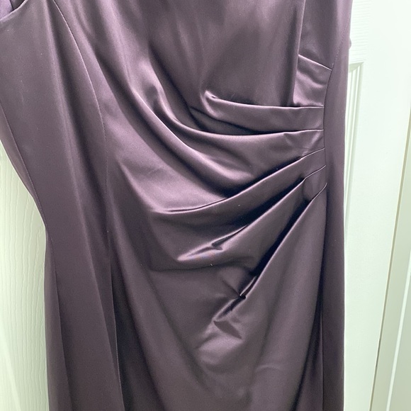 Lauren by Ralph Lauren sateen cocktail dress deep purple eggplant sz 16 body con - Picture 4 of 6